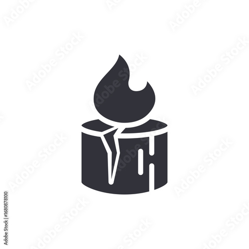 Stylized Glowing Emblem With Fire On A Cut Wood Design On Transparent Backdrop