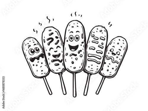 Corn dog line art illustration