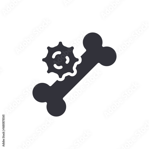 Stylized Bone Motif With Circular Gear Symbol Depicting Internal Mechanisms And Functionality