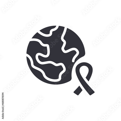 Global Awareness Symbol Featuring a Ribbon and Earth Icon for Advocacy and Solidarity