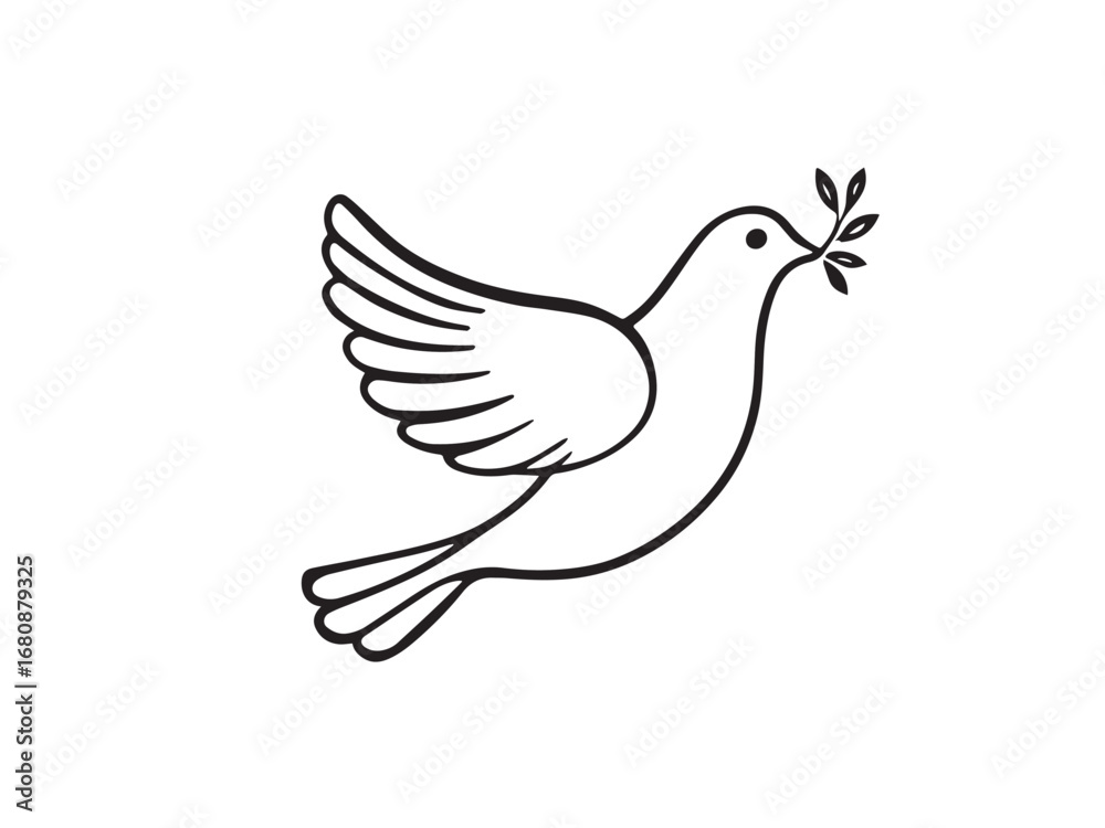 Fototapeta premium Dove line art illustration