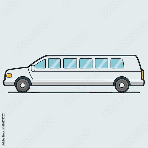 A white limousine on a plain white background, showcasing its sleek design and elegant features.