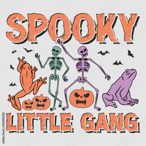 Spooky Little Gang Halloween T-Shirt Sublimation Design Vector Graphic.