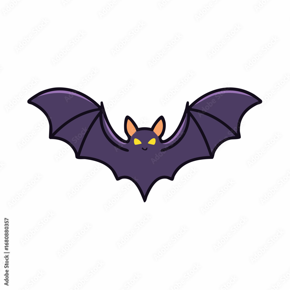 Fototapeta premium Cute cartoon bat with glowing eyes, perfect for Halloween or spooky-themed designs