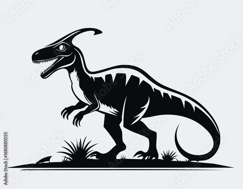 Velociraptor Dinosaur Animal Vector Logo in Black and White, Minimalist and Simple Design, Perfect for Wildlife Branding, Nature Illustration, and Unique Animal Identity
