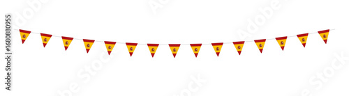 Hanging pennants or bunting with flag of Spain