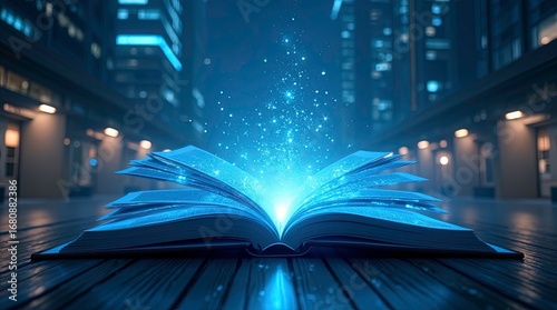 Modern digital book for learning in digital futuristic style.ai generative