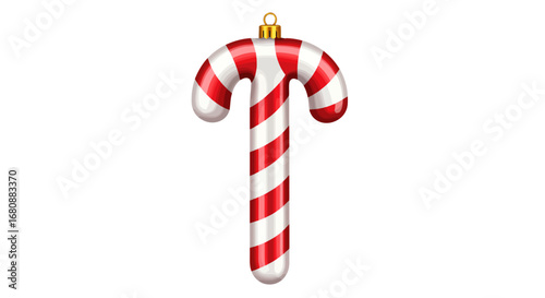 Classic Red and White Striped Candy Cane Christmas Ornament.