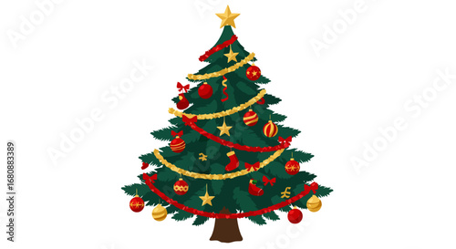 Classic Decorated Christmas Tree for Holiday Season.