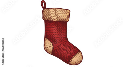 Classic Red Knitted Christmas Stocking.