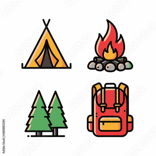 Camping Icons Set.