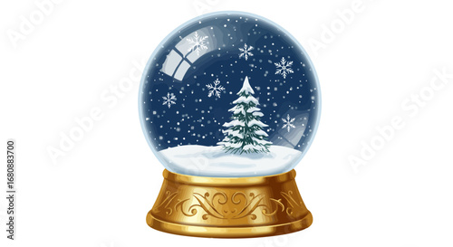 Classic Snow Globe with Miniature Evergreen Tree.
