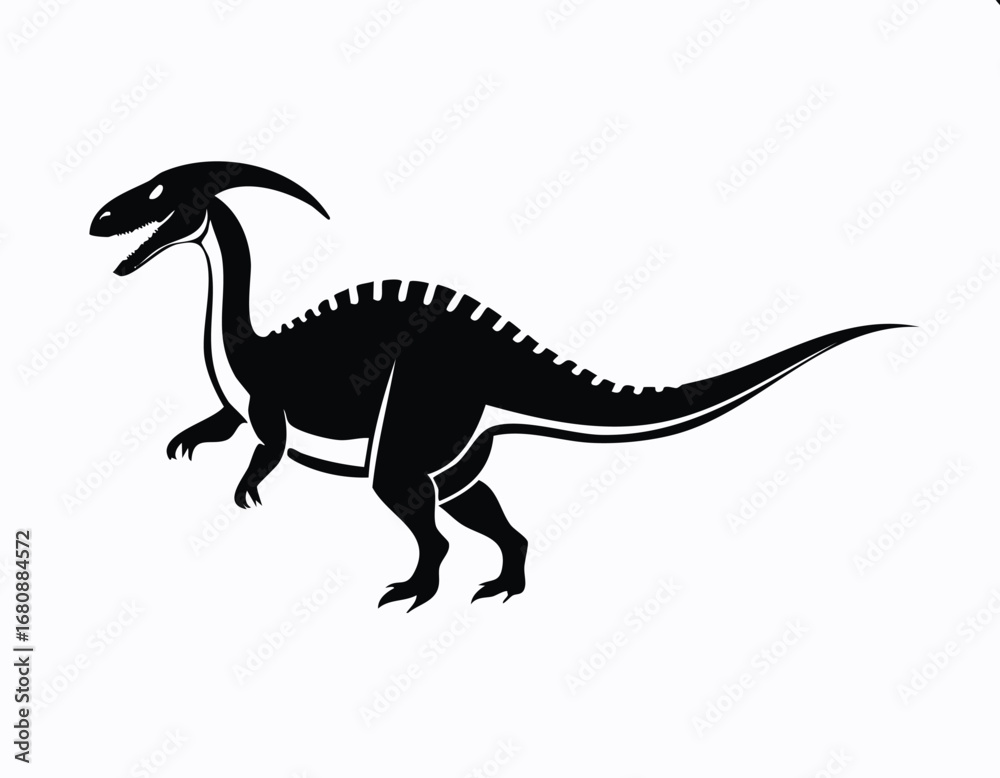 Obraz premium Spinosaurus Dinosaur Animal Vector Logo in Black and White, Minimalist Style, Ideal for Wildlife Branding, Nature Illustration, and Unique Animal Identity 