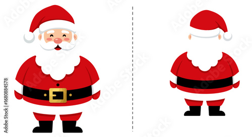 Front and Back Views of Santa Claus Illustration.