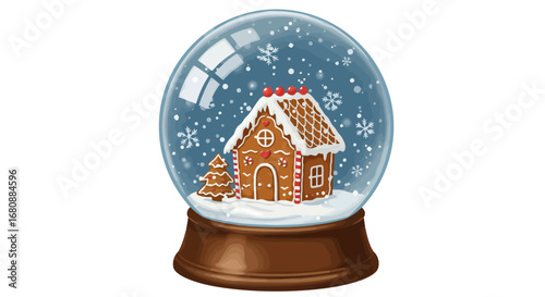 Gingerbread House in a Festive Snow Globe.