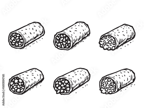 Frozen burrito line art illustration