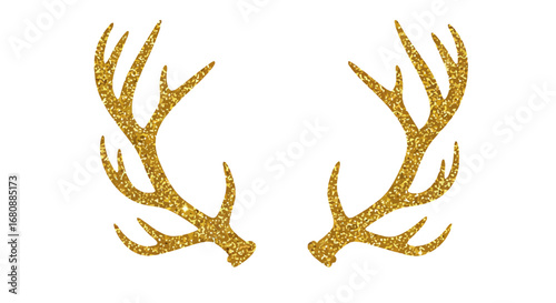 Golden Glitter Deer Antlers Festive and Elegant Design.