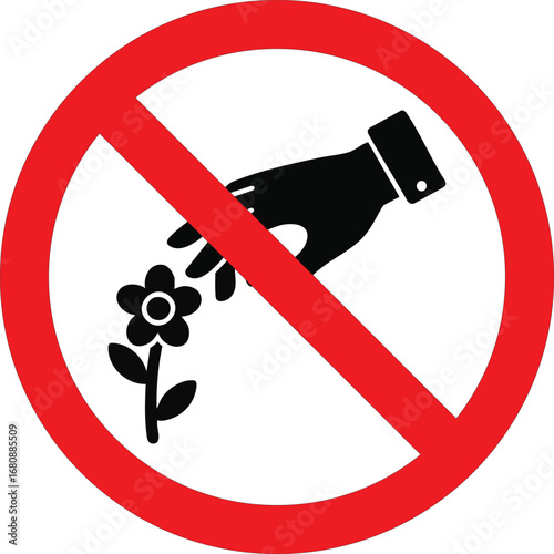 no picking flowers prohibition sign vector