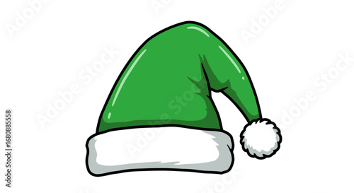 Green Elf Hat Christmas Holiday Festive Cartoon Illustration.