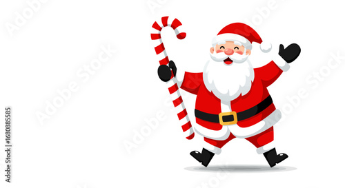 Happy Santa Claus with Candy Cane.