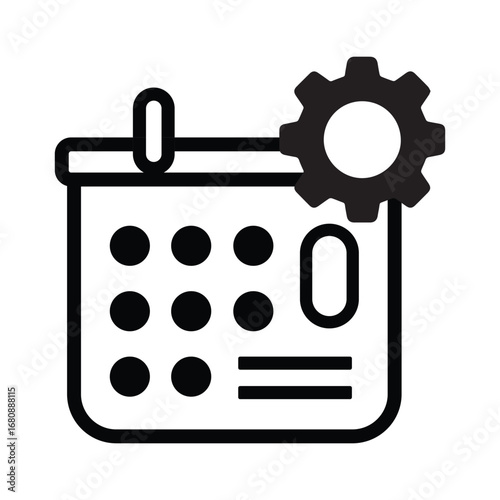 Calendar with Gear Symbol