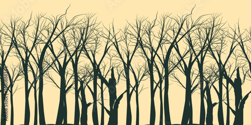 silhouette of dead forest