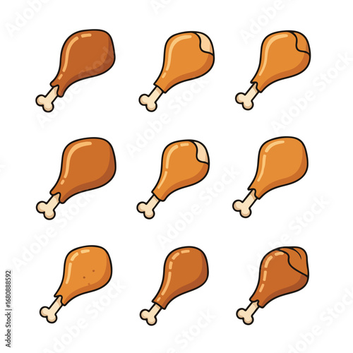 A grid of nine delicious golden brown fried chicken drumsticks with visible bones and crispy skin