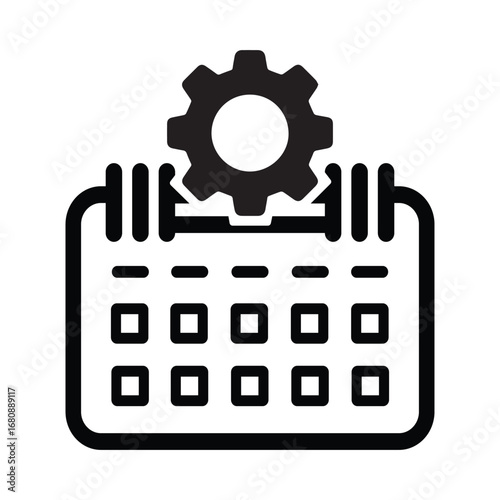 Calendar with Gear Symbol