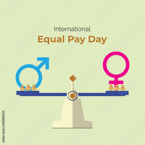 International Equal Pay Day, observed annually on September 18 vector, illustration. 