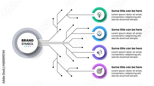 Infographics template. Technology concept with circles and 4 steps