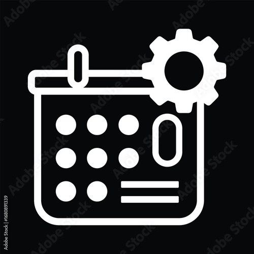 Calendar with Gear Symbol