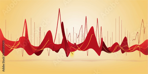 A medical heartbeat graph with a red line on a cardiogram illustrates a healthy pulse and EKG frequency