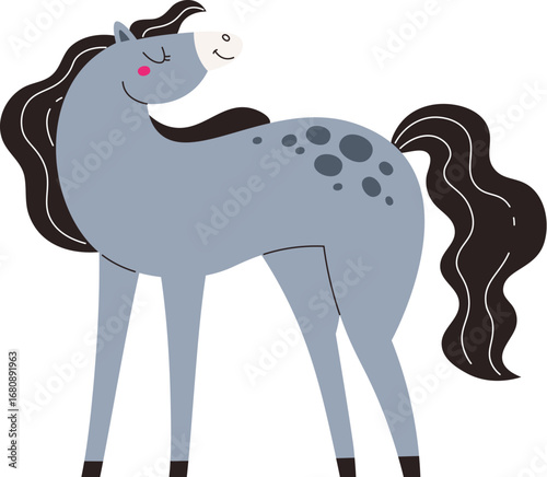 Smiling Horse with Curly Mane