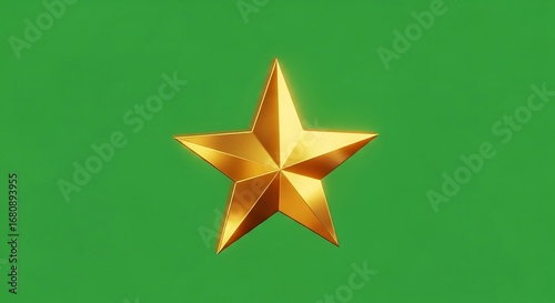 Golden Star on Green Background