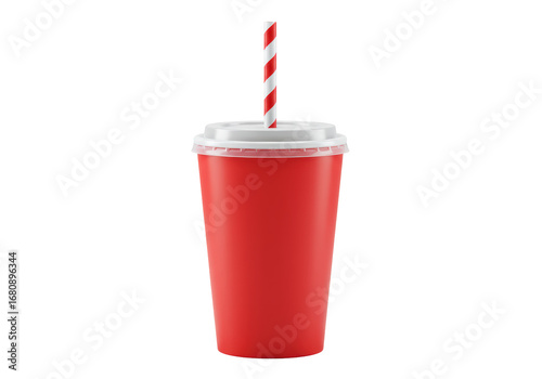 Fotografía Isolated red soda cup with a straw perfect for a refreshing drink for those hot