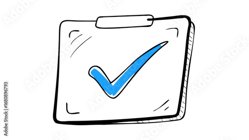 Blue check mark doodle simple graphic