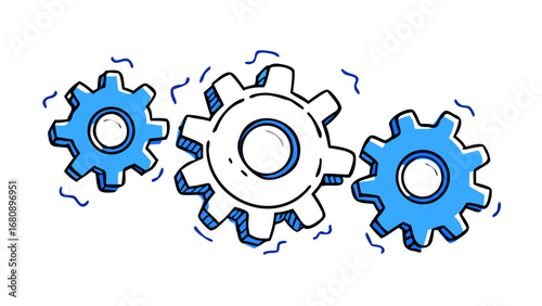 Blue Gears Interlocking mechanical machinery