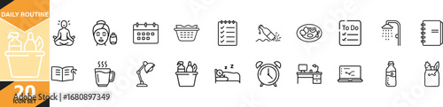 Daily routine icon set for general platform use vector