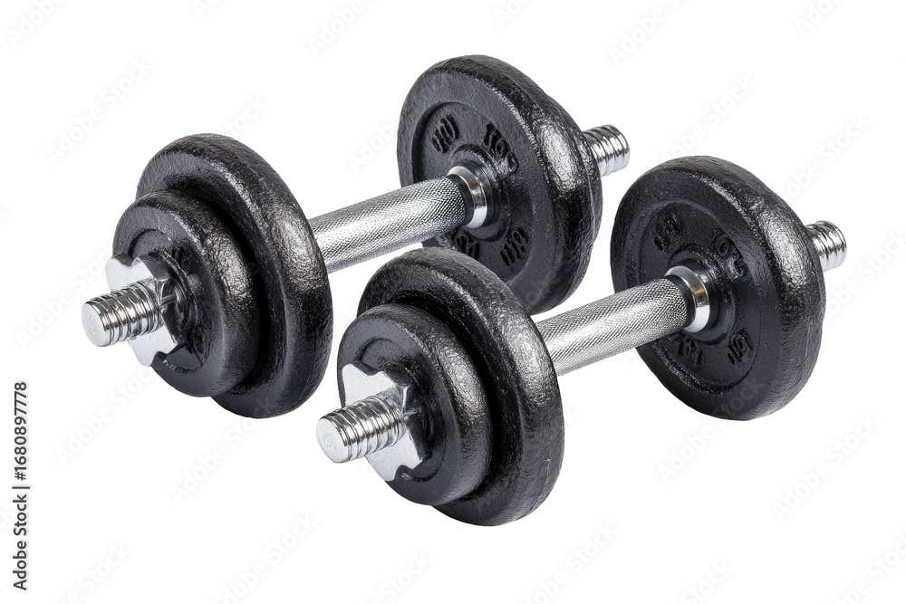 Fototapeta premium Two black iron dumbbells