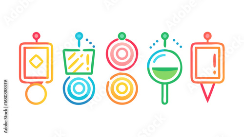 Colorful abstract shapes with playful design graphic