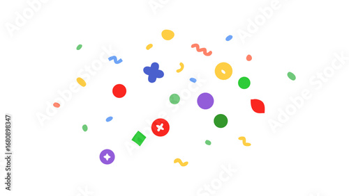 Colorful abstract shapes scattered playful