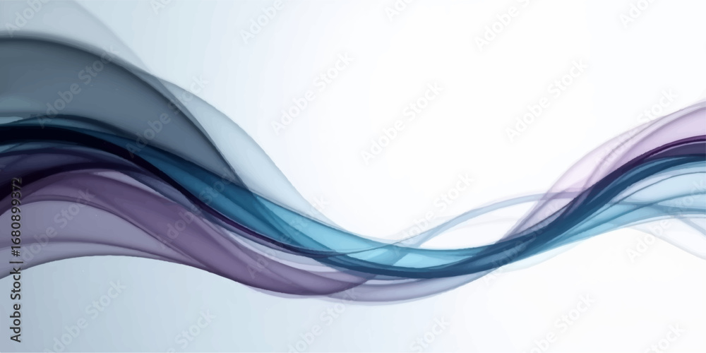 Obraz premium Futuristic blue wave pattern flows dynamically with smooth, colorful lines, creating a vibrant abstract art illustration