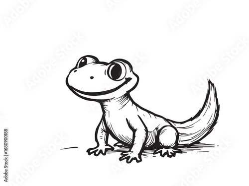 Newt line art illustration