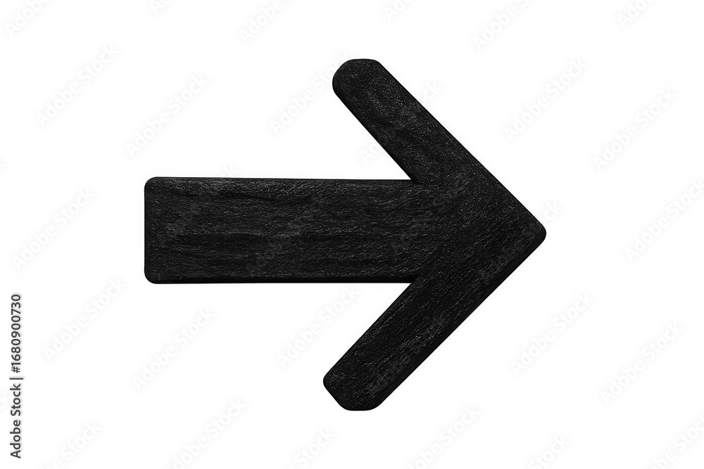 Fototapeta premium 3d rendering of a black stone arrow pointing to the right on a transparent background, ideal for indicating direction or progress