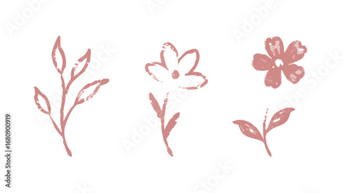 Delicate Pink Floral Doodles flower leaf