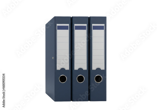 Isolated Office Filing Binders Standing Upright in a Row for Work Organization, Business