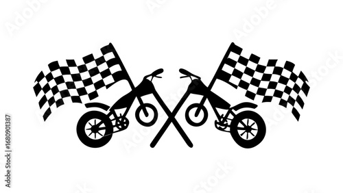 Dual Motorcycle Racing Flags Badge motorcycles checkered flag