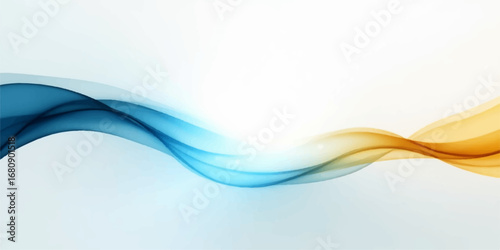 Abstract swirling blue and colorful wave design with soft flowing lines and light