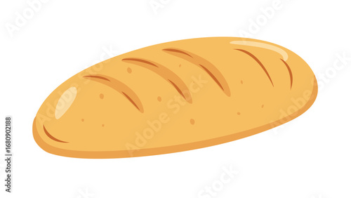 Golden loaf of bread with scoring baked food