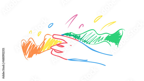 Hand drawing with bright colors abstract colorful